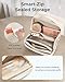 BAGSMART Travel Makeup Bag, Make Up Bag with Multiple Compartments for Organizer, Durable & Compact Cosmetic Organizer for Women for Travel Accessories (Beige)