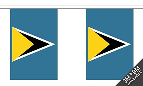 Flagtex Saint Lucia Fabric Bunting – 9m with 30 Flags – Fabric for Indoor & Outdoor Use – String Flags Banners Saint Lucian Caribbean Island Lesser Antilles — image 1