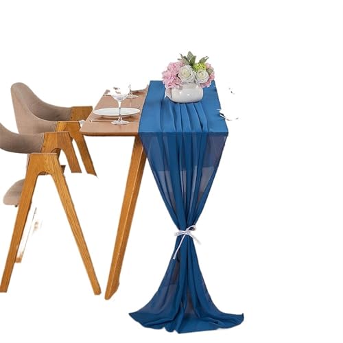 OZLCUA Runner da tavola in Garza Dusty Rose Chiffon Table Runner 70 * 300CM Wedding Dining Table Decoration Romantic Table Runner for Wedding Party Xmas Lavabile Tablerunner(Cow Blue,70X600cm)