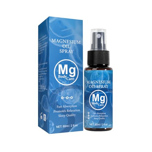 Premium Organic Magnesium Oil Spray 100% Pure Fast-Absorbing Mineral Spray for Face Body & Feet Lightweight Formula in Eco-Friendly Glass Bottle 2 FL.OZ/60 ML