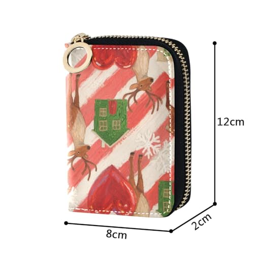 KLL Merry Christmas Brown Elk Leather cardholder Wallet Womens with 9 Cards Slot RFID Blocking Credit Card Holder for Women with Zipper4