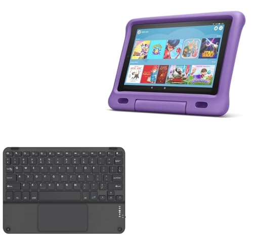BoxWave Keyboard Compatible with Amazon Fire 10 Kids Edition (9th Gen 2019) - SlimKeys Bluetooth Keyboard with Trackpad, Portable Slim TouchPad - Jet Black