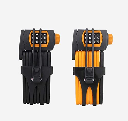 ZECHAO Bike Folding Lock,High Security Foldable Anti-Theft Lock Suitable for Mountain Road Scooters and Motorcycles Anti-Theft Lock (Color : Orange, Size : 16.5 * 9 * 5cm)