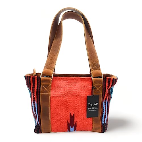 Bolso Tote Boho de Cuero y Lana Tejido a Mano miniatura 1