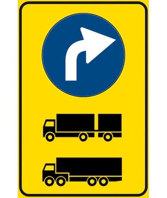 CARTELLO IN LAMIERA SCATOLATA RETTANGOLO 60X40 cm - direzione autocarri obbligatoria - SEGNALE CATARIFRAGENTE CON CAVALLETTO (CARTELLO)