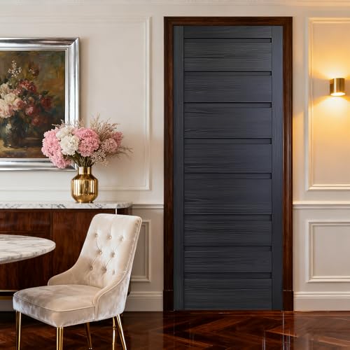 Image of Nuxovilar Dark Wood Slat Door Stickers Peel Stick PVC 30.3x78.7 in