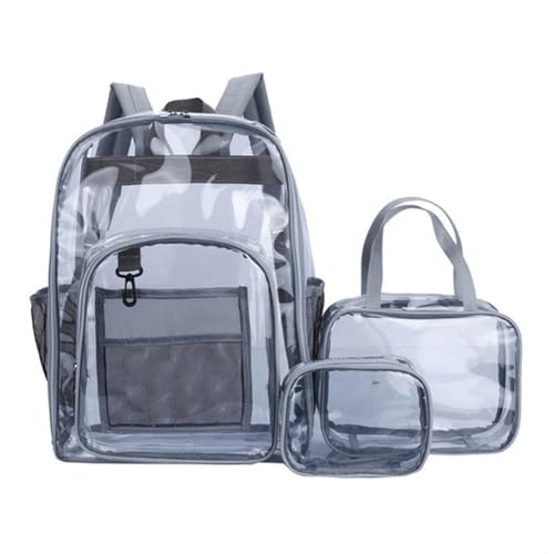 UEYGHEP Mochila unissex impermeável transparente para adolescentes mochilas de grande capacidade 3 peças bolsa multifuncional portátil, B