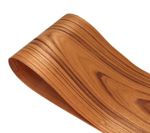 Aibote Foglio di Impiallacciatura in Legno di Teak Thailandia Naturale, 22x255cm, per Mobili e Vetrine Mensole Cucina,taglio piatto