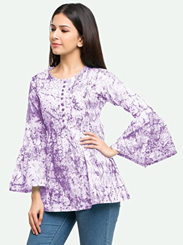 Image of Yash Gallery Women's Cotton Tie and Dye Straight Top