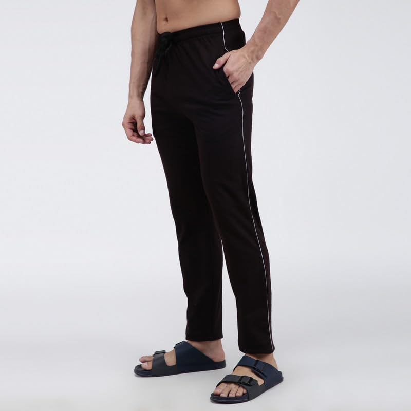 Image of Amul Comfy Men's Track Pant | Super Combed Cotton Rich Blend | Adjustable Drawstring Closure | Slim Tailored Fit | Soft Comfortable Everyday Bottom Wear | Color May Vary (Pack of 1)