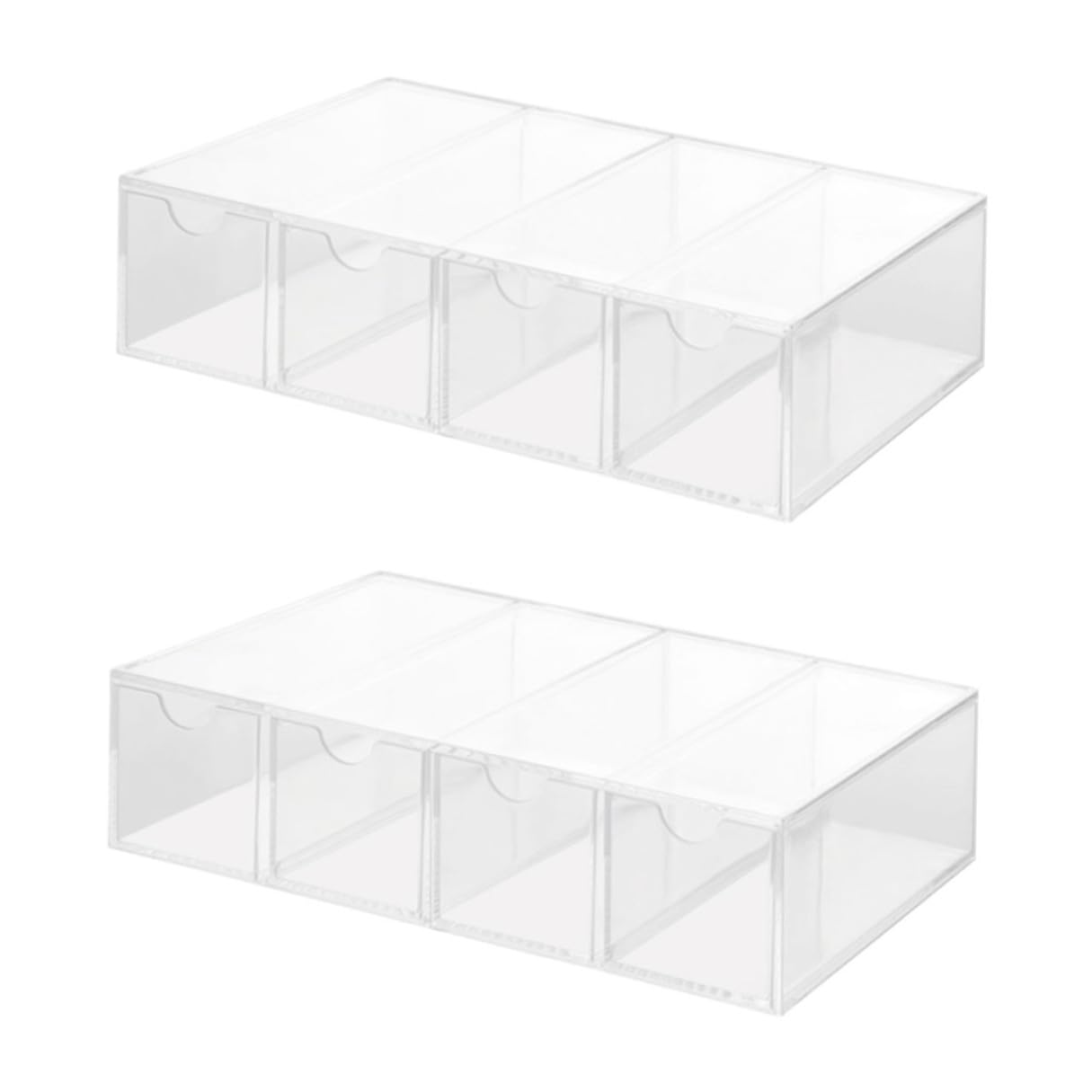 Estuche para Gafas de Sol y Graduadas de Acrílico Transparente Caja de Almacenamiento Multicapa 4 Cajones Set de 2 Unidades Organizador Compacto para Hogar y Ópticas