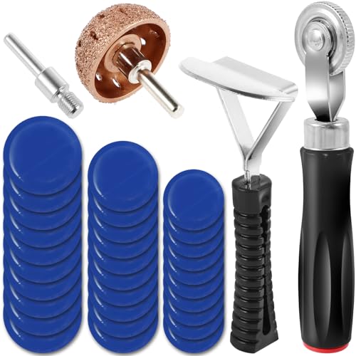 deuson kit da 33 toppe per pneumatici con raschietto a rullo, kit di toppe per pneumatici resistenti, strumenti portatili per riparazione pneumatici per auto, camion, trattori, bici da fuoristrada