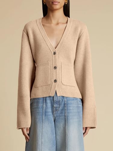 Saodimallsu Womens Deep V Neck Cardigan Sweaters Open Front Button Down Long Sleeve Cropped Knit Coats with Pockets3