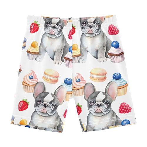 Cute French Bulldogs Desserts Girls' Biker Shorts Toddler 4t Under Skirt Shorts Floral Cotton Dance Clothes