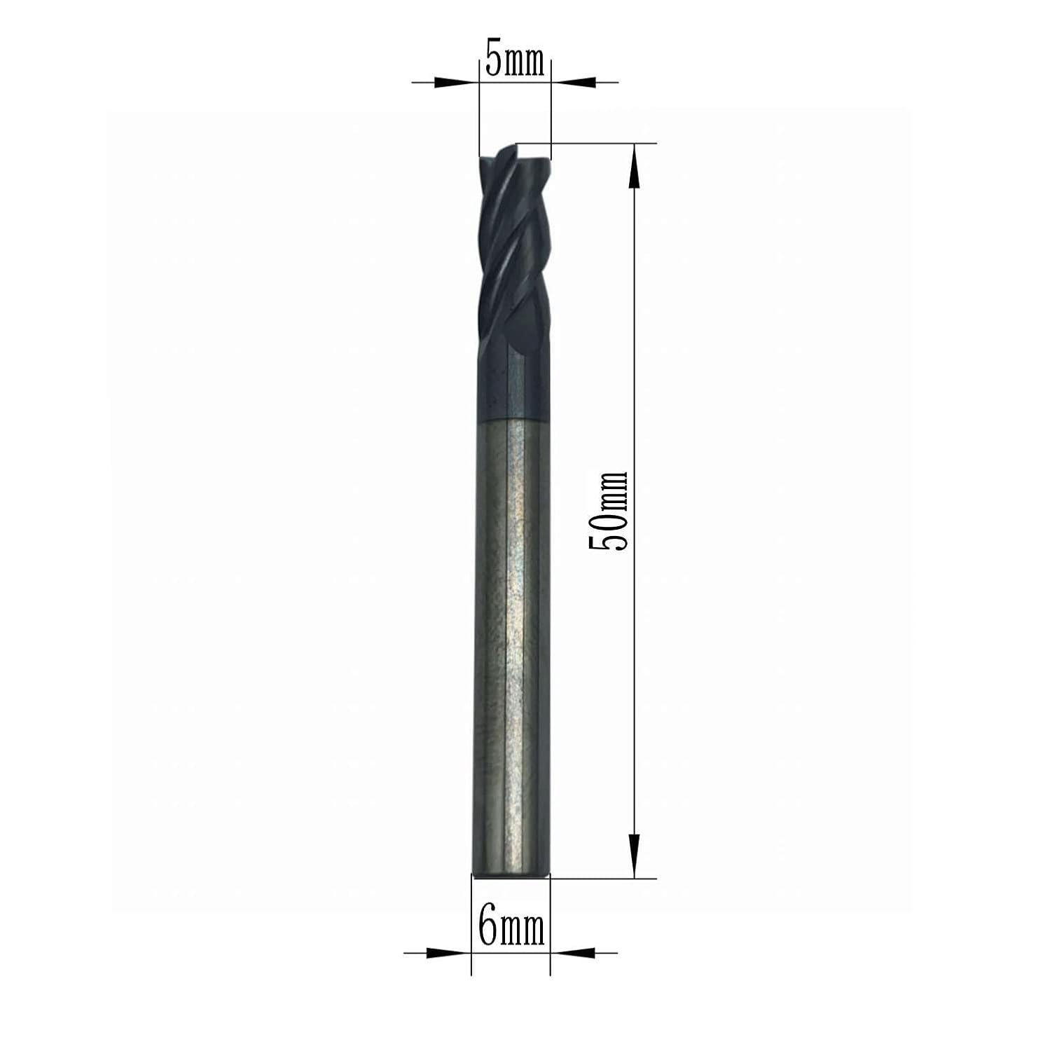 GBJ 5PCS 5mm D5×6×13×50-4F HRC45 Carbide Square End Mill Ultrafine Particles Carbide End Mills for Alloy Steel Hardened Steels 4 Flute Straight End Mill Cutter Tungsten steel Nano Coating Square Carbide Milling Cutter (HRC45 D5x6x50-4F, 5mm)
