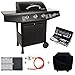 Produktbild TAINO Basic 3+1 Gasgrill Set inkl. Abdeckung/Druckminderer/gusseiserne Grillplatte Grillrost/Grillbesteck-Koffer Grillwagen BBQ Edelstahl-Brenner Seitenkocher Gas-Grill TÜV Schwarz