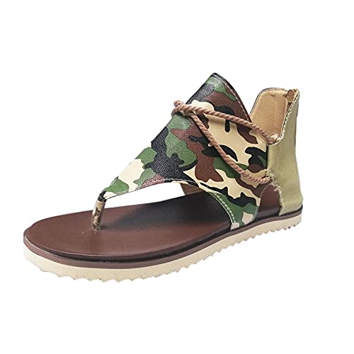 Genérico Sandalias Confort Mujer Sandalias Mujer Doradas Sandalias casuales Camuflaje Flip Comfy Zipper Shoes Flops Women's Ladies Sandalias Femeninas Sandalias Minimalistas Mujer (Camouflage, 40)