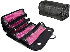 Neseser Foldable Travel Bag | Travel Cosmetic Organizer | Makeup Bag Travel Cosmetics Bag | Stylish, Practical, Space Saving, Black/White, Roll-On