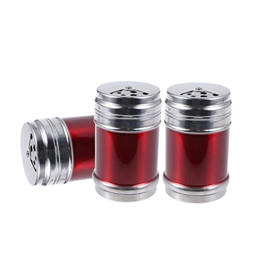 SOLUSTRE 3 Pack Stainless Steel Seasoning Shakers Pepper Salt Sugar Spice Powder Bottles for Cooking Bbq Air-tight Design Easy Clean Compact Size Random