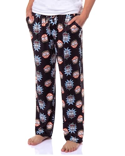 Rick and Morty Pajamas Men's Pixel Face Print Sleep Pajama Pants for Adults Lounge Bottoms