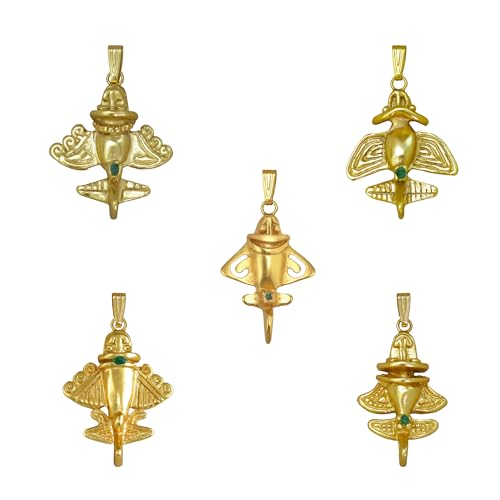 Image of Across The Puddle Colombian Emerald & Multi-Material Options | Quimbaya Flyer Pendant Necklace | Ancient Alien Golden Jets Collection