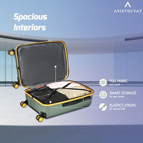 Image of Aristocrat Vortex Plus | Check-in Trolley Bag, 75 Cm, Large Hardside Luggage | 8 Wheels, Combination Lock | Polycarbonate | 3 Year International Warranty | Thyme Green