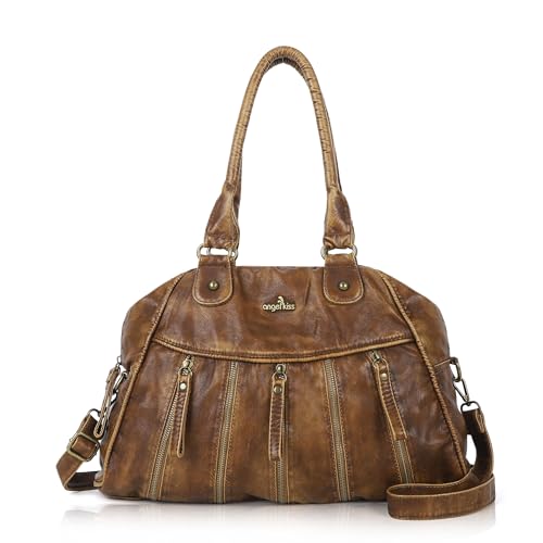 Angel Kiss Handtasche Damen PU Leder Schultertasche Vintage Tote Umhängetasche