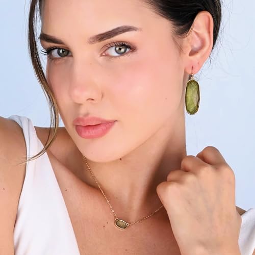 POMINA Fashion Statement Resin Oval Teardrop Dangle Earrings for Women Colorful Sparkle Faceted Crystal Glass Dangle Drop Earrings2