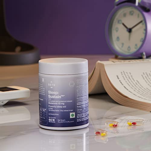 Image of Setu Sleep Sustain - 60 Caps (Pack of 3) | Melatonin 10mg, Promotes Relaxation & Sleep, Stay Asleep Longer, Non Habit Forming