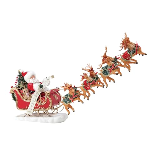 Department 56 Possible Dreams Christmas Traditions Santa and Reindeer Snowy Sleighride Figurine 15 Inch Multicolor