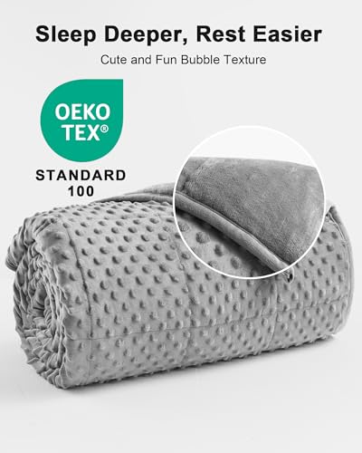 Image of Ultra-Soft Weighted Blanket for Adults(15 lbs, 48 inch x 72 inch Full Size) Minky Dot Fleece Cooling Breathable Heavy Blanket with Glass Beads, Perfect for 140-190 lbs, Machine Washable, Grey