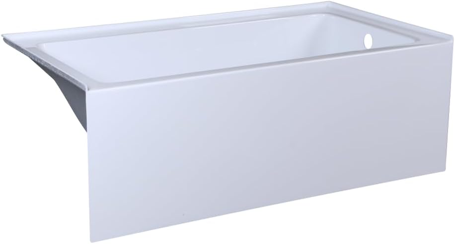 Elegant Kitchen and Bath Niklaus 32" x 60" Right Drain Resin Bathtub in White