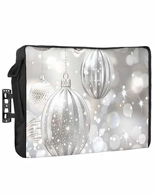 DecorLovee Outdoor TV Cover 80 to 85 Inches Weatherproof & Waterproof, Grey Christmas Balls Outdoor TV Enclosure with Remote Control Pocket, Xmas Balls Gray TV Screen Protectors for Outside TV