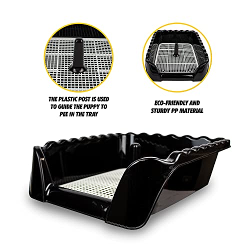 Image of Lutema Indoor /Outdoor Training Dog Potty Tray for Small and Medium Puppies Litter Boxes in (Black)