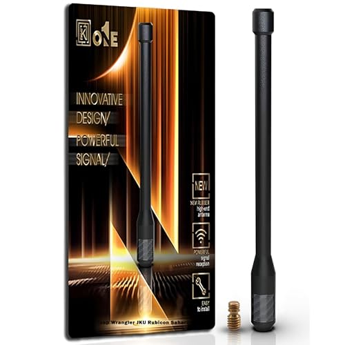 KEYO1E Carbon Fiber Antenna Compatible with 2007-2026 Jeep Wrangler JK JKU JL JLU Rubicon Sahara / 7.9 Inches Flexible Rubber Truck Car Antenna Replacement/Designed for Enhance FM/AM Reception
