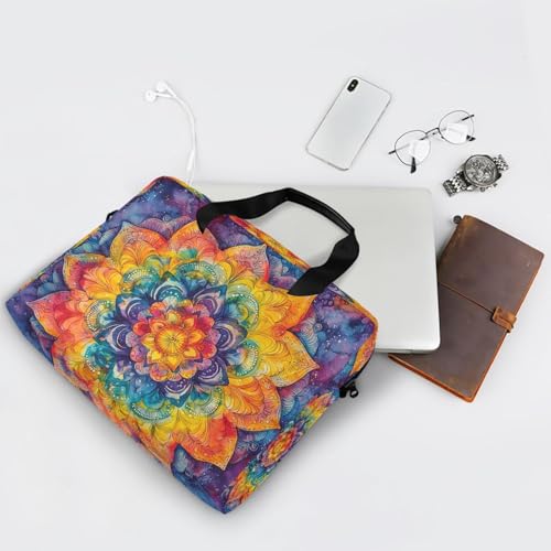 Maletín para portátil con patrón mandala amarillo y azul 13-15.6 pulg miniatura 7