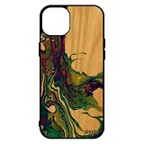 Cover in legno silicone per iPhone 15+ Plus, vernice texture portatile, 512 GB, colore giallo, motivo decorativo di protezione, made in France Apple