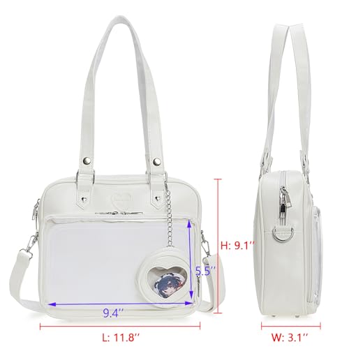 Image of Square Kawaii Ita Bag Crossbody Shoulder Backpack With Insert Pin Display | Large Space For Dolls & Badges, For Anime Kpop Lovers Daily Outings