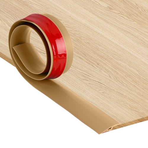 RANJIMA Übergangsprofil Selbstklebend PVC Schwellenrampe Einstiegsleisten Übergangsleiste Boden Höhen-Ausgleichsprofil Türschiene Übergangsschiene ohne Bohren für Teppichboden Fliesen(Braun,1M×5cm)