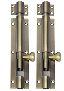 Super Brass Antique Heavy Duty Tower Bolt for Main Doors | 12mm Antique Solid Rod (8 inch, 4)