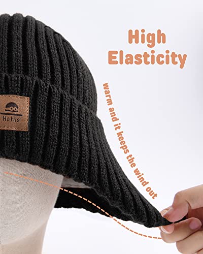 Hatiis Baby Beanie With Ear Flaps Toddler Winter Hat Cute Beanie Soft Fleece Lining (Black, 3-24 Months) #TOP3