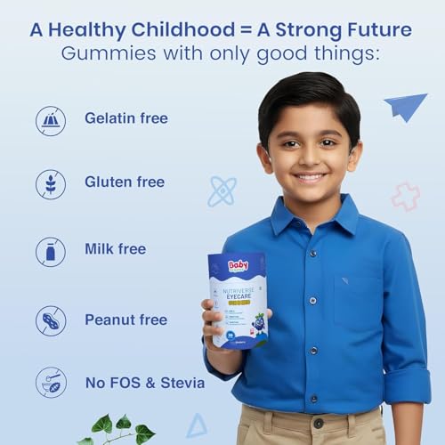 Image of BabyOrgano Nutriverse Eye Care Gummies for Kids (2-15 Years) - Sharper Vision and Healthy Eyes with Natural Ingredients - (Eye care gummies + cold roll on)