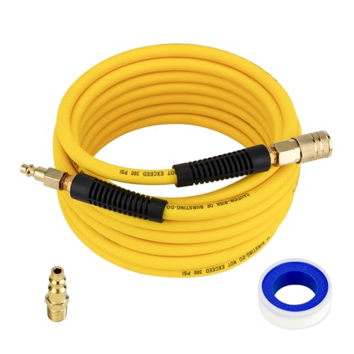 Air Compressor Hose 1/4 x 25 FT Hybrid Air Hose with Bend Restrictor