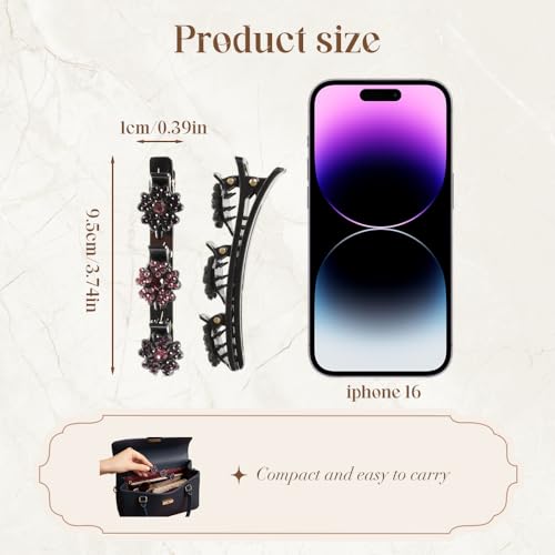 Pinzas para cabello con piedras brillantes trenzadas miniatura 6