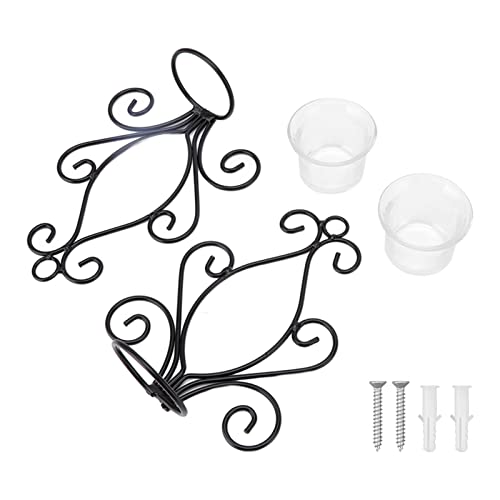 Wrought Iron Candle Holder, Wall Mounted Candle Holder Wall Sconce European Style Swirl Iron Art Pattern 2 Set With Tray For Bedroom For Living Room #TOP6