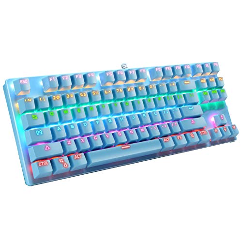 Mechanische Tastatur LED-Hintergrundbeleuchtung, K550 87 Tasten USB-Kabel RGB-Hintergrundbeleuchtung Blauer Schalter Gaming Mechanische Tastatur