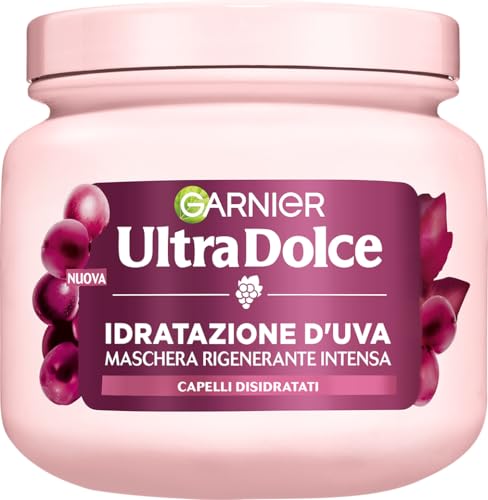 Garnier Ultra Dolce Grape Hydration, Intense Regenerating Mask, For Dehydrated Hair, Intense Hydration, Shiny and Strengthened Hair, With Grape Water and Grapeseed Oil, 340ml