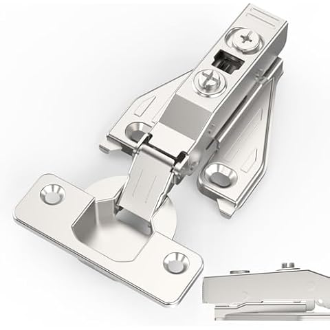 Chibery 9/16", 1/2", 5/8", 3/4" Overlay Soft Close Concealed Hinge for Face Frame Door ＆ Frameless Door, 3D Clip-on Plate, Self Closing Hidden Satin Nickel, 105° Angle, H=3, Full Overlay, 50 Pack Cover