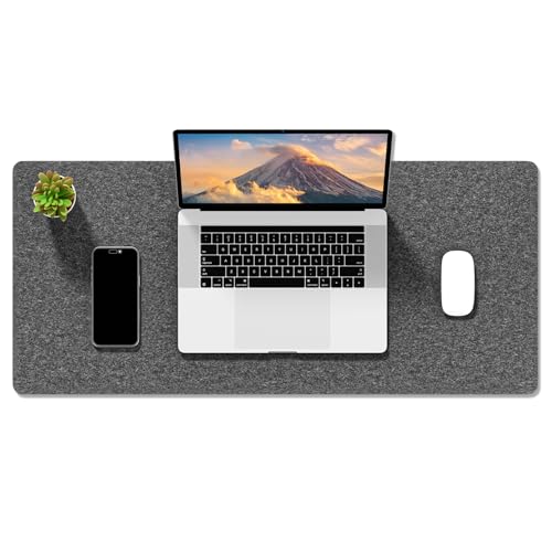 Image of Auhoahsil Felt Desk Mat, Minimalist Large Mouse Pad XL 31.5 x 11.8 in, Desk Matt for Desktop, Keyboard, Laptop, Computer, Office, Work from Home, Gaming, Gray