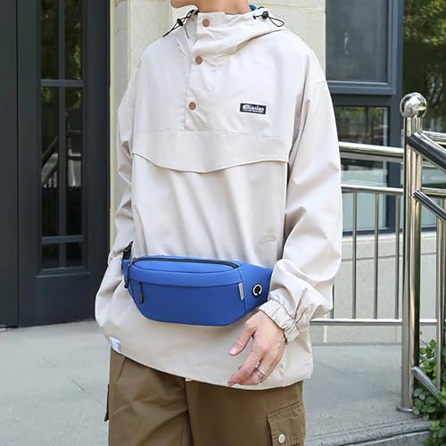 Large Crossbody Waist Bag with 3 Zipper Pockets and Earphone Port, Hands-Free Wallet and Phone Bag for Travel, Running, Festivals, and Sports, Fits All Cell Phones - Black3